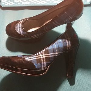Union bay blue plaid heels